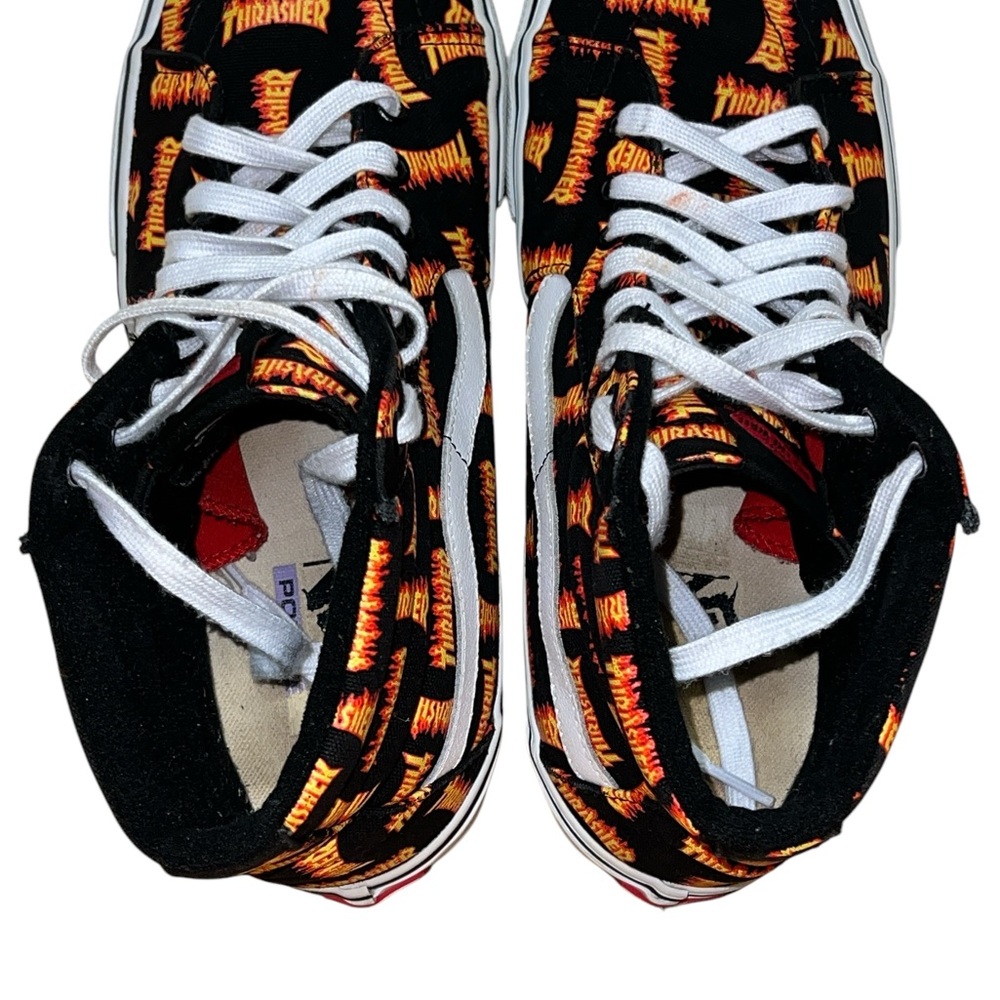 🟡Vans Men’s Thrasher x Skate Sk8-Hi 'Allover Thrasher Logo Shoes Size 11.5 - Picture 11 of 12